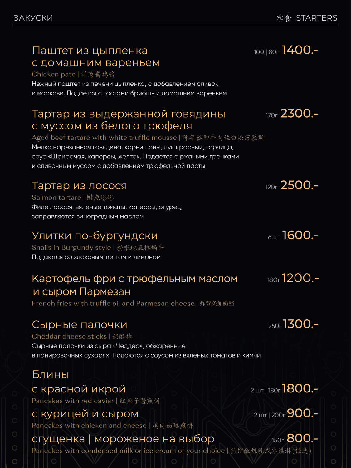Меню — кухня